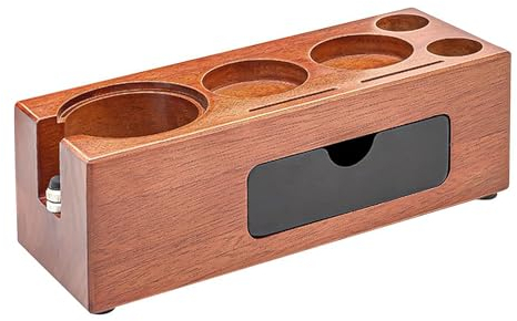 WOOLUCK Tamperstation, 51-58mm Holz Siebträgerhalter Tamping Ständer, Kaffee Tamper Station, Tamping Station für Barista Zubehör