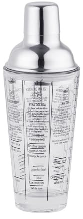 HAN SHENG Shaker per cocktail in vetro, 396,9 g, trasparente, shaker per cocktail con misurazioni, strumento per cocktail e bevande