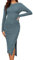 Famulily Women's Fall Vintage Jumper Maxi Dress - Soft Knit Bodycon Button Down Sweater - Blue M