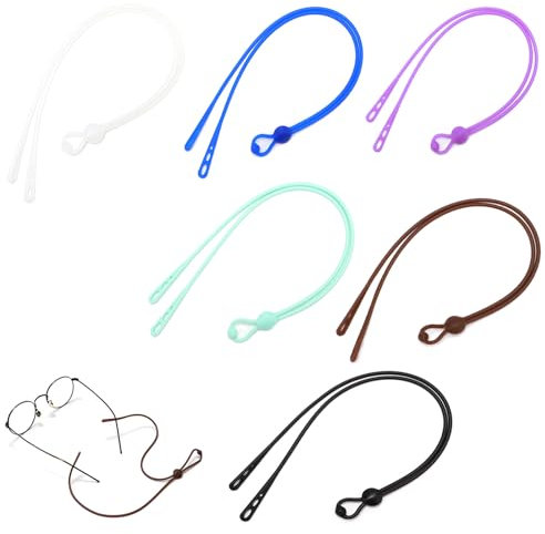 Cordino Per Occhiali, 6pcs Regolabile Laccetti Per Occhiali Silicone 3 Fori Corda Clip Laccio Morbido Stretch Cordino Colorato Versatile Porta Da Collo