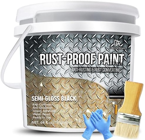 Convertisseur de Rouille 1890ml - Peinture Anti-Rouille à Base d'Eau pour Métaux - Transforme la Rouille en Protection Durable - Revêtement Noir Semi-Brillant - Facile à Appliquer - Anti-Corrosion