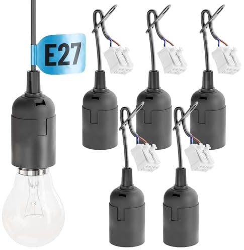 greate. 6x Douille ampoule E27 noires avec connecteur rapide - Douille E27 noir avec serre-câble - Douille de rénovation E27 max. 60W 250V - Douille de chantier E27, douilles e27, e27 douille