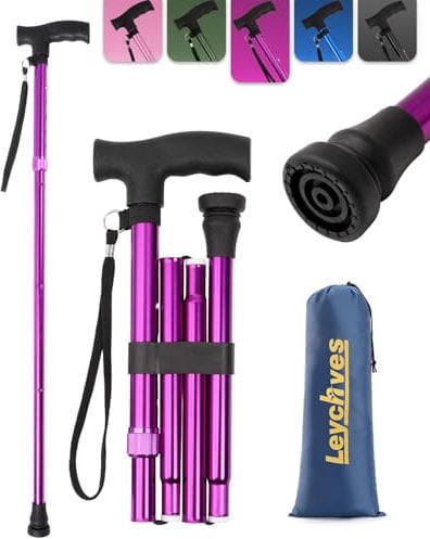 Gehstock Damen, Klappbar Höhenverstellbar Gehstock Herren für 5.2FT-6.1FT, Spazierstock für Senioren