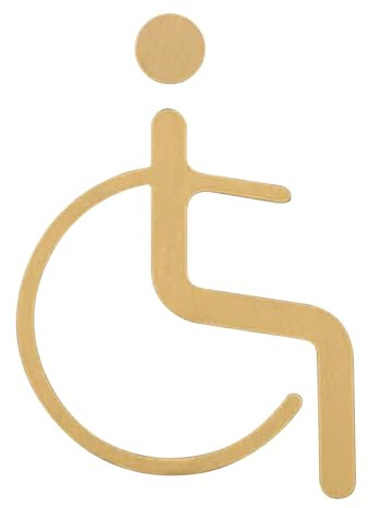 Cozylkx Washroom WC Sign, Solid Brass Men & Women Symbol Toilet Sign Restrooms Door Sign Plaque for Home, Office, Hotel, Restaurant, Shopping Mall (Wheelchair)