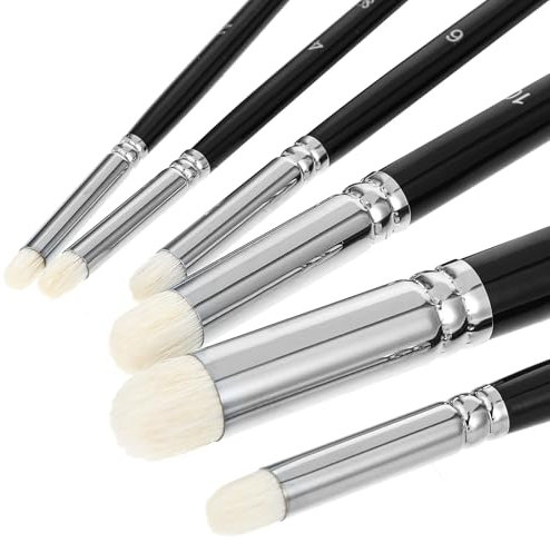 MBAIYO Lot de 6 pinceaux secs pour peinture miniature, pinceaux secs professionnels en laine, plusieurs tailles, brosses sèches pour modèles de jeu, figurines fantaisie