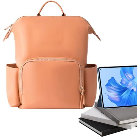 Jubepk Wickeltasche, wasserabweisende Babytasche aus PU-Leder, geräumiger Reise-Tagesrucksack, Organizer mit mehreren Taschen, stilvoller, stabiler Rucksack, bequeme Schultergurte für Eltern und den