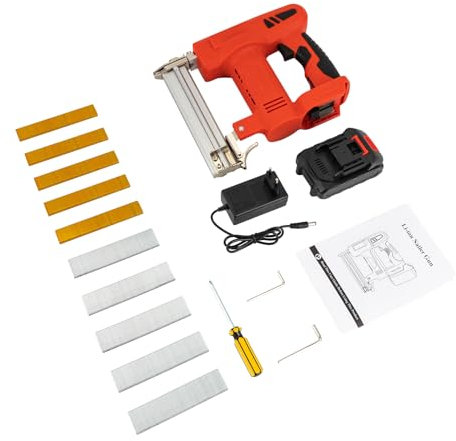 Pistolet à clouer 100 W avec batterie et chargeur, agrafeuse électrique 2 en 1, pour le bois et les projets de bricolage, cloueuse sans fil 80 pcs/min pour rembourrage, menuiserie, convient pour clous