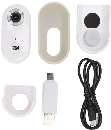 Pilipane Pet Action Camera 90 Degree Wide Angle 1080P 2MP Wifi Body Worn Camera with Back Clip 1/4in Thread Case for Outdoor Cycling (White)