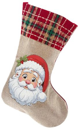 Calcetines Crema Medias de Navidad 5D DIY Calcetines de árbol de Navidad Colgante DIY Pintura de Diamantes de imitación Adornos de árbol de Navidad Chimenea de Navidad Medias Medias (Navy, One Size)