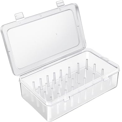 Piping Tips Storage Boxes with Fixed Pins, 42 Pegs Piping Tip Set Organizer Case, Uprighting Piping Tip Storages, Cake Decorating Kit Storage Organizer, Easy to Clean with Water (Clear, One Size)