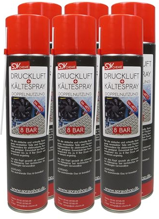 SDV Chemie Druckluft u. Kältespray 6x 600ml | Air Duster, Druckluftreiniger, Kühlspray, Eisspray