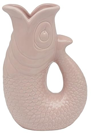 Lesser & Pavey Fish Jug/Vase Pink 26cm | Decorative Ceramic Flower Vase for Fresh & Artificial Flowers | Stylish Home Décor Jug | Alternative to Glass Vase