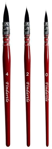Findartle Watercolour Paint Brushes,3 Pcs Synthetic Squirrel Hair Artist Paint Brushes for Watercolour Gouache Painting, Professional Mop Round Fine Tip Brush For Fine Detail, Wash Technique
