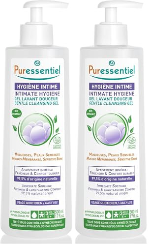 Puressentiel - Hygiène Intime - Gel Lavant Douceur aux 3 eaux florales et à l'aloé vera - Bio - Hypoallergénique - Usage quotidien pour muqueuses et peaux sensibles - 500 ml (Lot de 2)