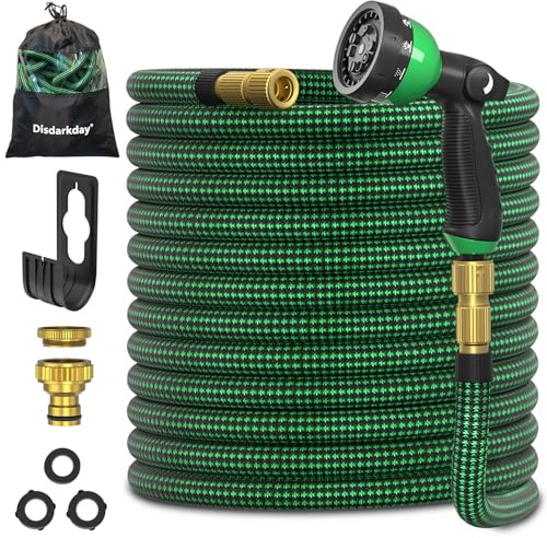 Manguera Extensible 30 metros, Disdarkday Manguera de Jardin con Pistola Riego de 10 Funciones, Manguera Jardin Enrollable para Riego de Jardin con Conectores de Metal de 1/2 y 3/4 Garden Hose
