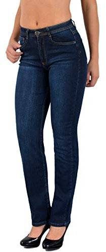 ESRA Damen Jeans Hose gerader Schnitt Straight Fit Jeanshose Damen bis Übergröße J260, J35, 36