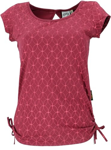 GURU SHOP Yoga -T-Shirt aus Bio-Baumwolle Flower of Life - Paprika, Damen, Size:L