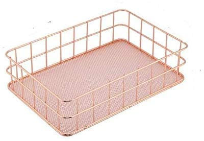 Regun Organisateur métal Panier, Fer Or Rose Panier de Rangement Organisateur de Stockage Support de Bureau Décor (Taille : C)