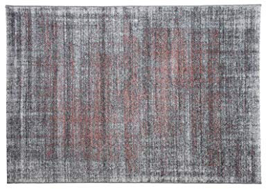 andiamo Webteppich moderner stilvoller Kurzflor Teppich robust und pflegeleicht aus 100% Polypropylen geeignet für Fußbodenheizung und Saugroboter 160 x 230 cm Streifen Grau-Koralle