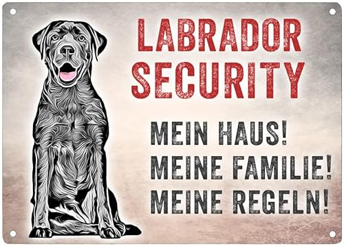 Cadouri Warnschild Labrador Security┊wetterfestes Türschild mit Hundemotiv 28 x 20 cm