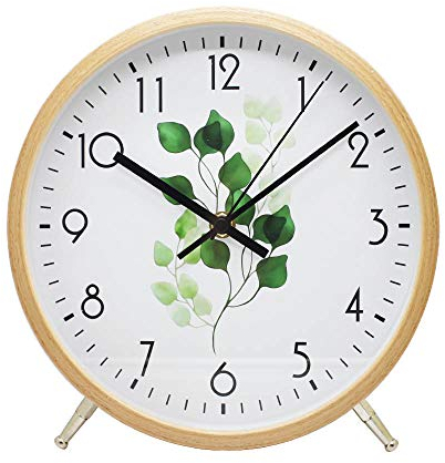 ALEENFOON 8.6 Zoll Holz Uhr Modern Leise Wanduhren Tischuhr für Wohnzimmer Küche Ohne Tickgeräusche Innenuhr Nicht Tickende Wanduhren Hängende Uhr (Blatt)