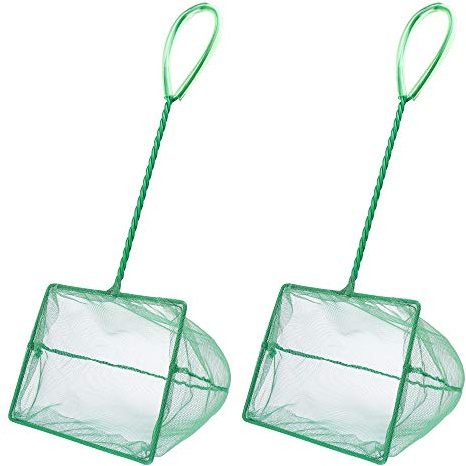 Mogoko 2 Pack Aquarium Net Fish Net, 6.0 Inch Fish Tank Net Large, Fine Mesh Aquarium Net with 11.0 Inch Long Plastic Handle for Fish Tank