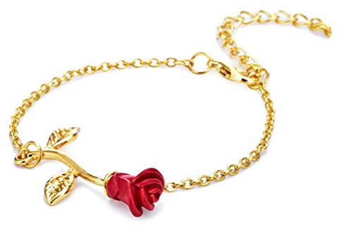 PULABO Bijoux délicats cadeau de Noël Rose Bracelet cadeaux pour femmes cadeaux pour maman beauté et la bête bijoux cadeaux pour sa couleur d'or robuste et rentable durable