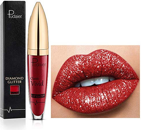 18 Farben Diamant glänzender langanhaltender Lippenstift,3D Shining Stars Perlglanz Lipgloss,Shimmer Metallic Texture Liquid,lang anhaltender Lipgloss,wasserdichte langlebiger Not Stick Cup (10)