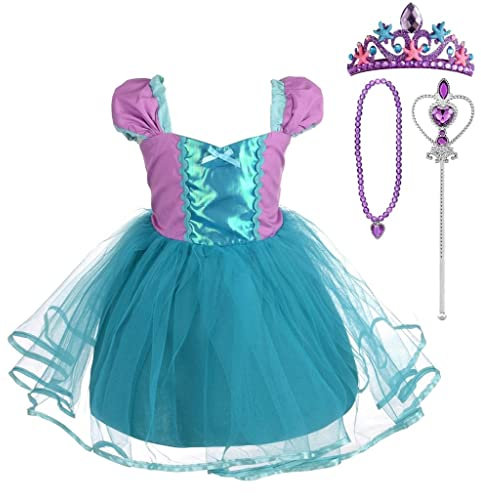 Lito Angels Prinzessin Arielle Meerjungfrau Kleid mit Zubehör für Kleinkind Mädchen, Party Kostüm Verkleidung Geburtstagskleid, Größe 2-3 Jahre 98