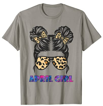 April Girl Happy Birthday Leopardenmuster Krawatte Dye Mädchen Frauen T-Shirt