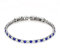 JewelryWe Tennisarmband Damen Armband mit Zirkonia: Blau/Silber Edelstahl Tennis Armband Verstellbar Armkette Armreif Fußkettchen mit abnehmbarem Verschluss Elegant Schmuck 2mm Breit 19cm Länge