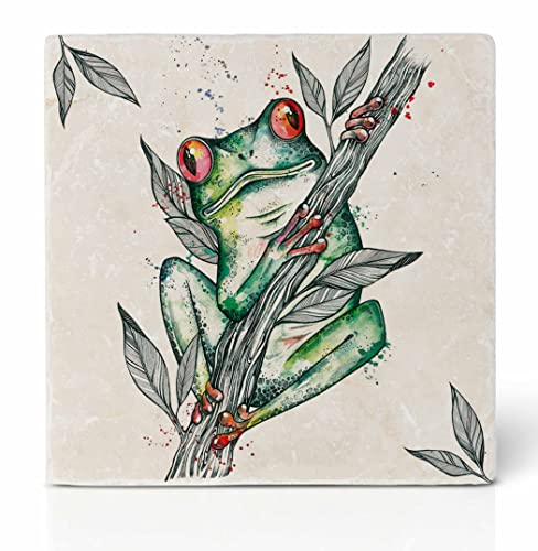 Ligarti® Natursteinfliese (100% Marmor) Als hochwertiger Untersetzer für Getränke, Töpfe oder als Wandbild | Design Fliese mit Vlies in 10x10cm |