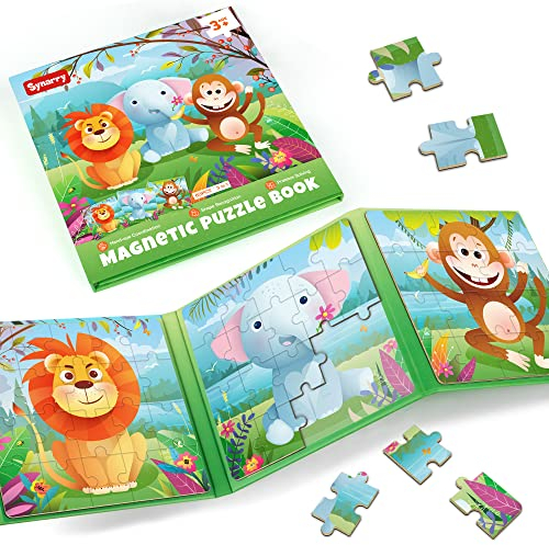 SYNARRY Magnetische Puzzles für Kinder im Alter von 3–5 Jahren, 20 Teile Kleinkind-Puzzles, Kinder-Reise-Aktivitätsspielzeug, Spiele für Kinder im Auto, Flugzeug, Roadtrip, Reise-Puzzles