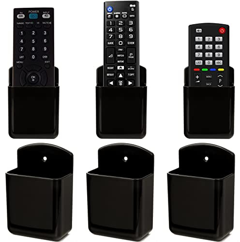 foxwake Remote Control Holder Wall Mount 6Pack, Hole-Free Storage Box for Tv Fan Light Air-Conditioner RV Table, Adhesive Organizer for Bedroom Headboard Office Playroom(Black)