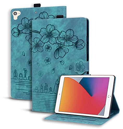 Succtopy Custodia iPad 9.7 2018 6a Generazione/2017 iPad 5a Generazione Cover in Pelle PU Flip Stand Cover Portafoglio Porta Penna Slot Card Tablet Custodia iPad Air 1 2013/Air 2 2014 - Verde Chiaro