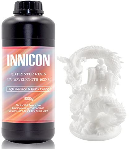 INNICON Starres Harz 3D Drucker Harz 405nm Rapid Resin für LCD DLP 3D Druck Harz Hochpräzise Standard Photopolymer UV-Härtung Flüssigkeit 3D Harz Weiß
