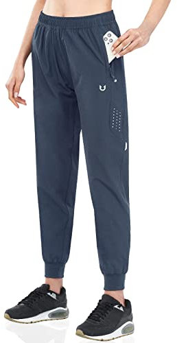 NORTHYARD Jogginghose Damen Leichte Schnelltrocknend Trainingshose Stretch Fitness Sporthose Lang Wasserdicht Wanderhose mit Reißverschlusstaschen Coolgrey L