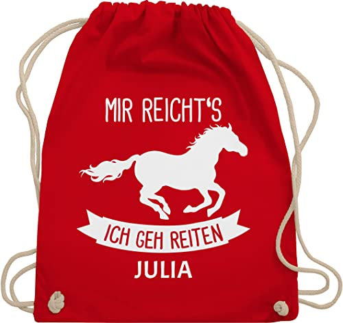 Turnbeutel Rucksack - Pferd Pferde - Mir reichts ich geh reiten - Unisize - Rot - tasche zum reit sachen für mädchen pferden gehe beutel pferderucksäcke pferdemotiv reicht s stoffbeutel