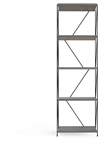 TAD TIMBER ART DESIGN UK Leyo 5 Tier Display Unit Freestanding Shelving Storage Rack Organizer Rustic Bookcase Ladder For Home, Office - Grey
