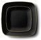 Decor Decorline - Set Piatti Quadrati Plastica Rigida Riutilizzabili da 32 pezzi/per 16 persone - Nero con Bordo Oro - Piatti dessert & Piatti pranzo - 2 misure (16 x 25 cm, 16 x 18 cm) - Classic
