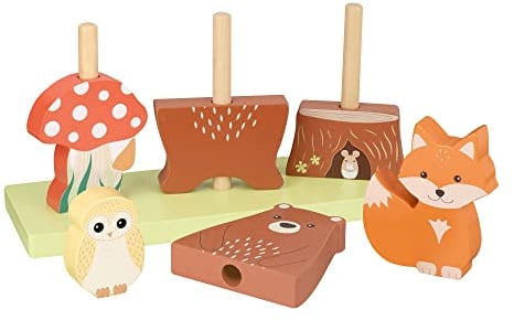 Orange Tree Toys Stacking Woodland Animals, Wooden Stacking Toys - Animal Figures Building Toys, Toy Stacking Cups - Early Development & Activity Toys, Educational Toys for 1 Year Old, Toddler