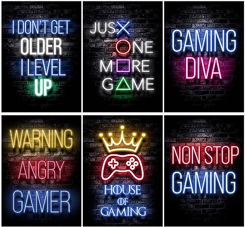 Disnace 6 Tableau Gamer a4, Tableau Mural Gamer,Gaming Poster,Decoration Murale Gamer, Affiche Decoration Murale Gamer, Affiche Pour Salle De Jeu, Art Mural Sur Toile De Jeu (A)