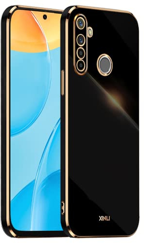 HONLEN Funda para Realme 6i / Realme 5i / Realme 5s / Realme 5 (6.52 Inches), Carcasa de TPU de Silicona Suave, Diseño de Marco de Galvanoplastia - Negro