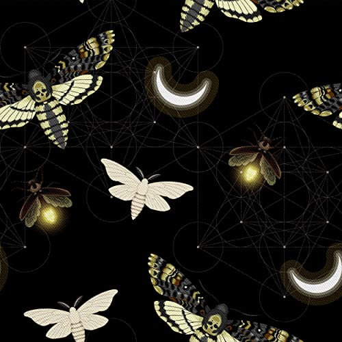 HEKO PANELS Oxford Wasserdichte Meterware Canvas Polyester Stoff Zum Nähen, Dekostoffe Wasserabweisend Blickdicht Nachtfalter Totenkopfschwärmer 2 Meter 155 x 200 cm