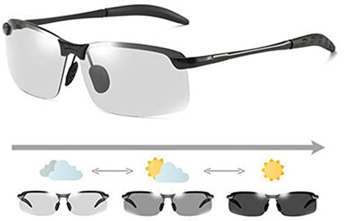 LQQDREX Gafas de sol fotocromáticas de visión diurna y nocturna para hombre, polarizadas, para conducir, pesca, cambio de sol, antirreflejos, Black, Talla única