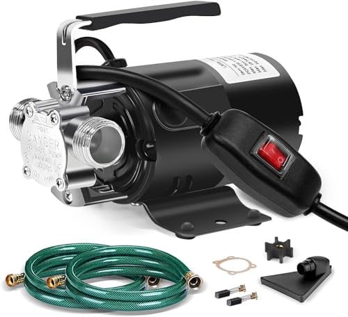 FIDISP 115V 1/10HP Portable Water Transfer Pump, Electric Utility, 2x6FT Hoses, Impeller for Water Beds Pools Aquariums, Safe Switch, 1/8'' Low Suction