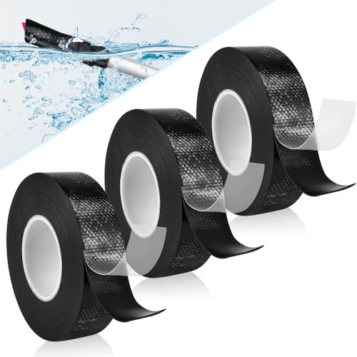 LIMITADA 3 Stück Selbstverschweißendes 22mm Isolierband Wasserdicht Schwarz Klebeband Verschweißend Vulkanisierband für Schlauch Notfallreparatur Kabelisolierung