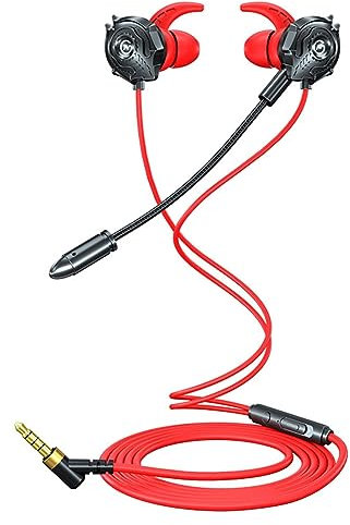 Meilleurs Gaming Casque de Jeu avec Double Microphone détachable écouteurs filaires antibruit avec Prise 3.5MM pour Les Jeux Mobiles Gamer Pro (Black, One Size)