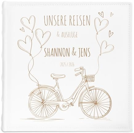 Maverton personalisiertes Einsteckalbum für 500 Fotos - Familienalbum 10x15 cm - weißes Erinnerungsalbum mit Einstecktaschen für Paar zum Hochzeitsjubiläum - 33x33cm