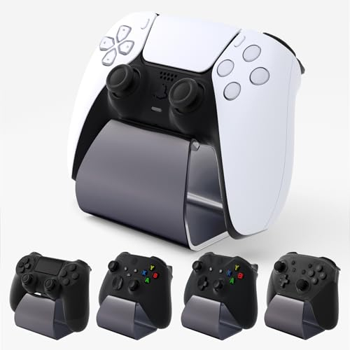 PlayVital Supporto Metallo per ps5/Edge Controller,Porta Joystick per ps4,Stand-AL Base Universale da Tavolo per Xbox Series/One X S,per Nintendo Switch Pro Joypad-Grigio